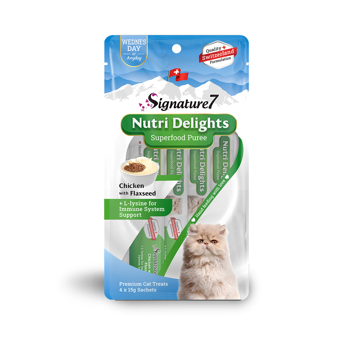 Signature7 Nutri Delights Chicken with Flaxseed Purée Cat Treat (Wed) 60g