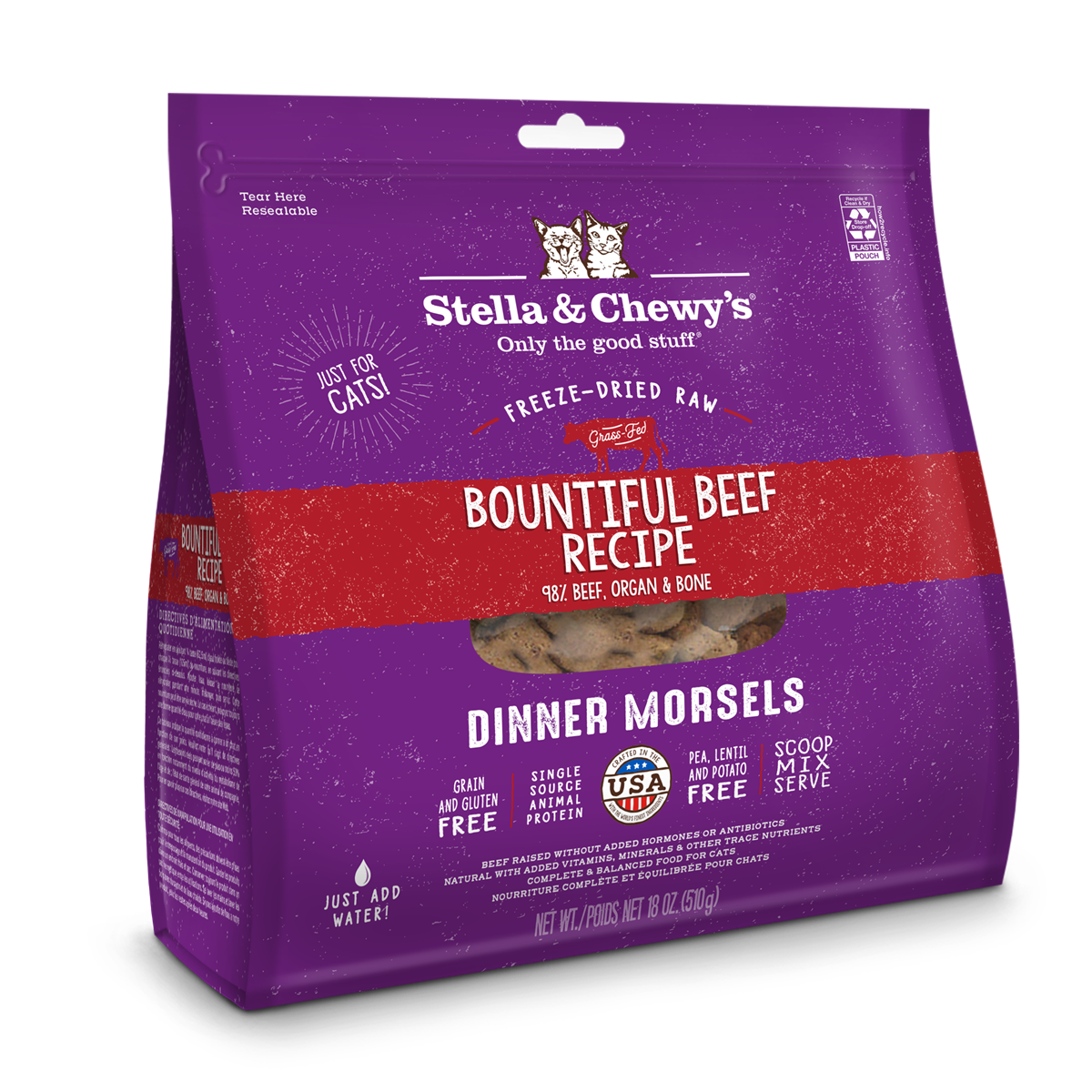 Stella & Chewy’s Bountiful Beef Freeze Dried Raw Dinner Morsels for Cats 18oz