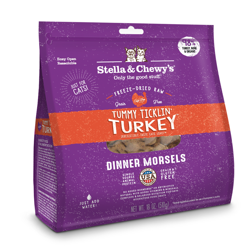 Stella & Chewy’s Tummy Ticklin’ Turkey Freeze Dried Raw Dinner Morsels for Cats 18oz