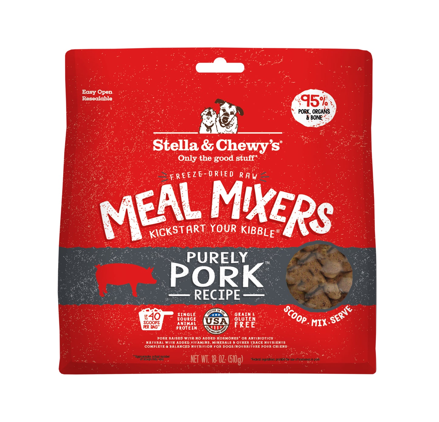 Stella & Chewy’s Purely Pork Meal Mixers for Dogs 18oz
