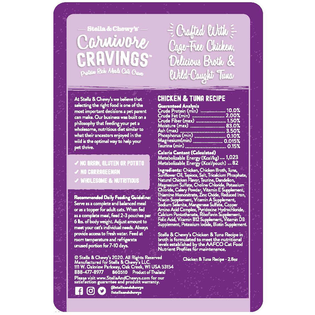 Stella & Chewy’s Carnivore Cravings Chicken & Tuna Cat Food in pouch 2.8oz