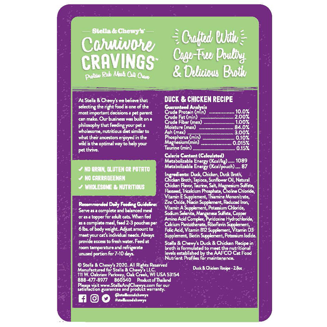 Stella & Chewy’s Carnivore Cravings Duck & Chicken Cat Food in Pouch 2.8oz