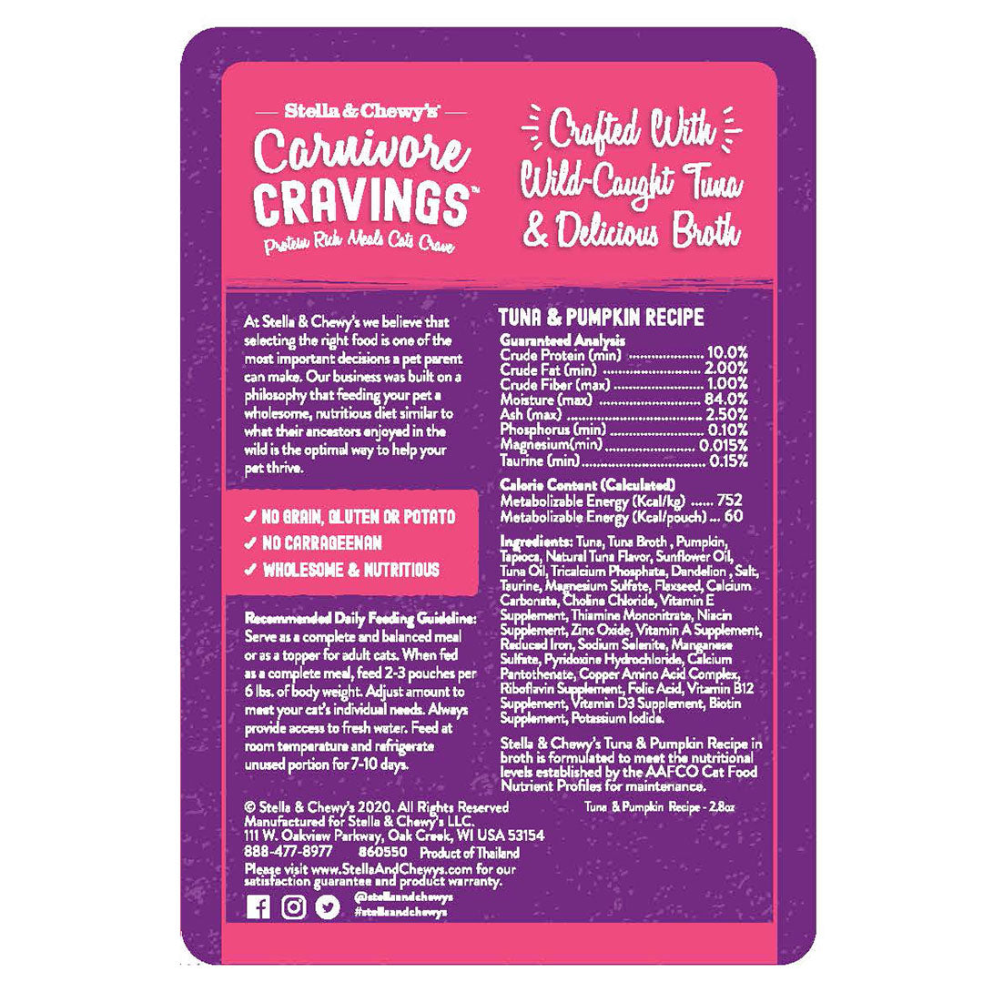Stella & Chewy’s Carnivore Cravings Tuna & Pumpkin Cat Food in Pouch 2.8oz