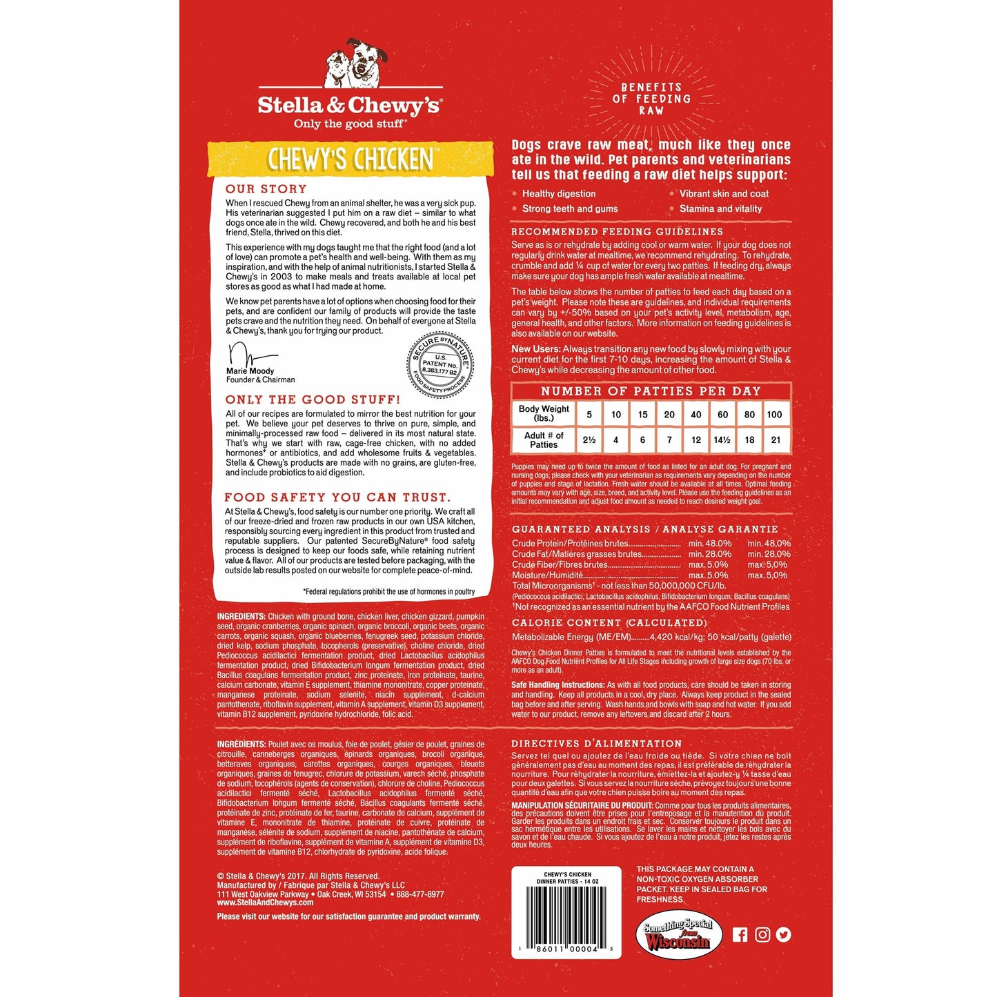 Stella and Chewyโs Chicken Dinner Patties Freeze Dried Raw Dog Food 25oz