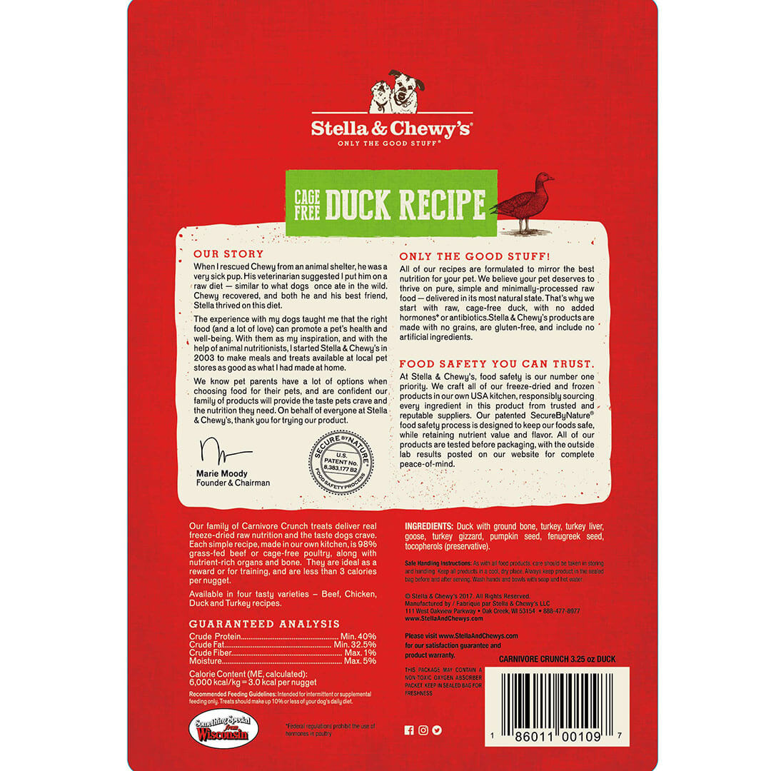 Stella and Chewy’s Duck Carnivore Crunch Dog Treats 3.25oz
