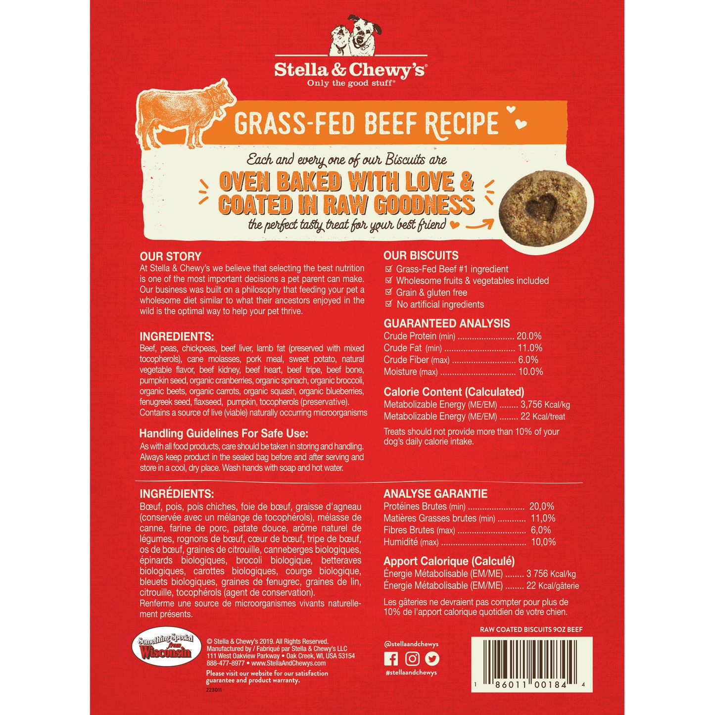 Stella & Chewy’s Grass Fed Beef Raw Coated Biscuits for Dogs 9oz
