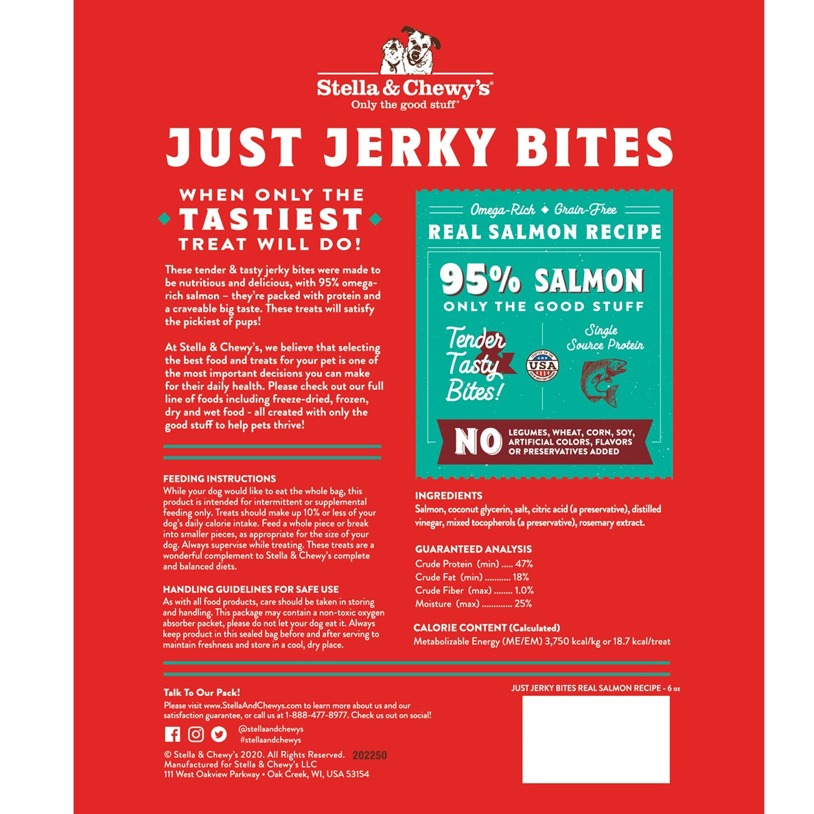 Stella & Chewy’s Just Jerky Bites Real Salmon Grain Free Dog Treats 6oz
