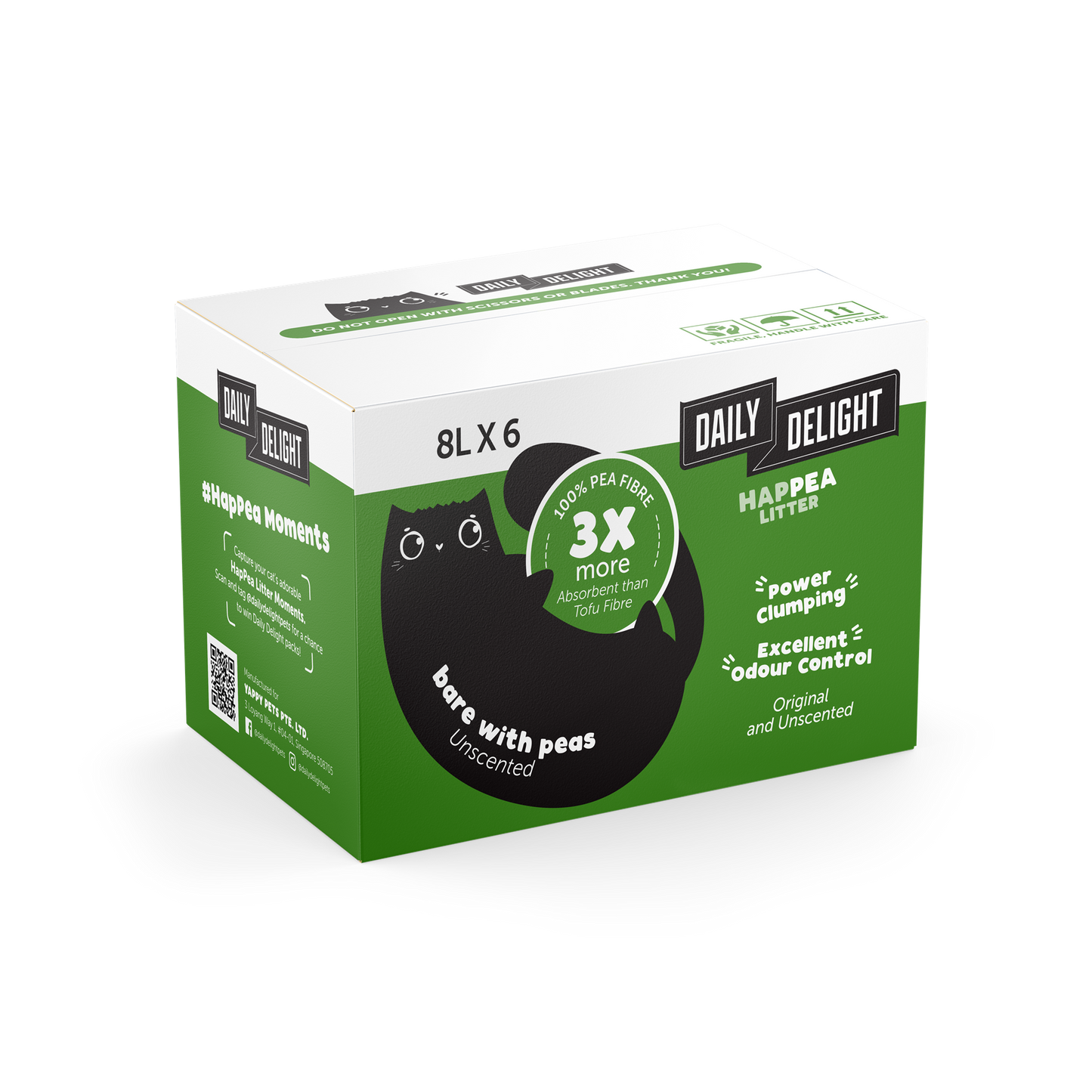 Daily Delight Happea Bare With Peas Unscented Clumping Cat Litter 8L