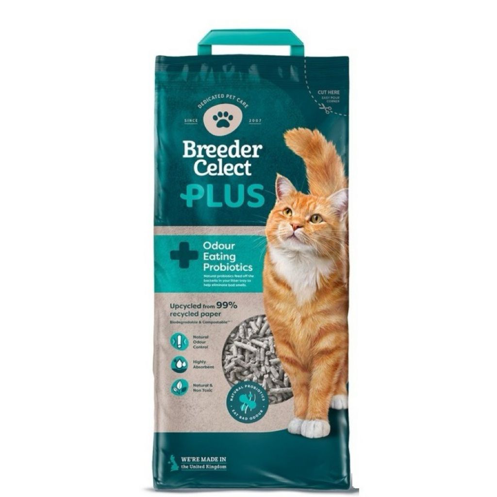 Breeder Celect Plus Probiotic Recycled Paper Cat Litter for Extra Odour Control