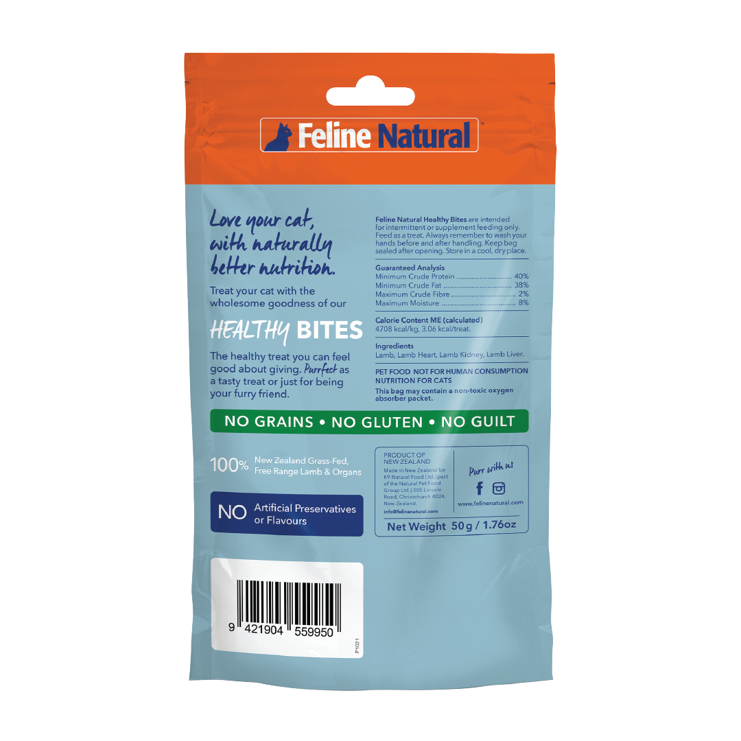 Feline Natural Healthy Bites – Freeze-Dried Lamb Cat Treats 50g