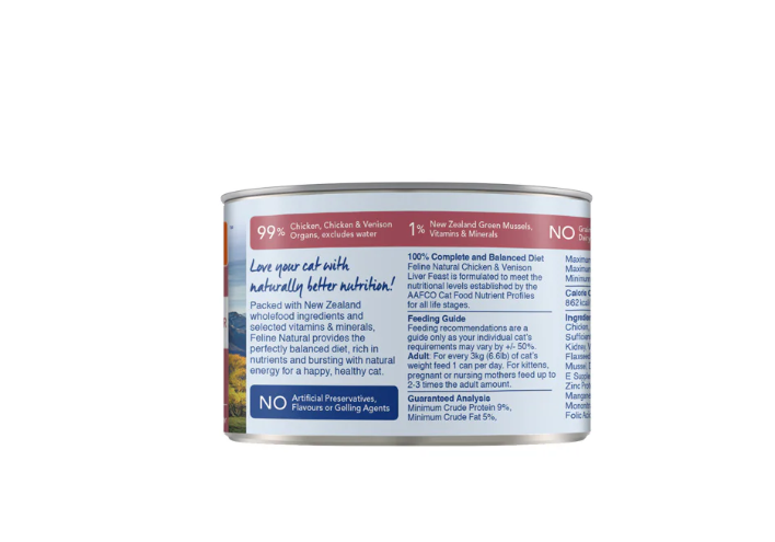 Feline Natural Chicken & Venison Canned Cat Food – 12 x 170g