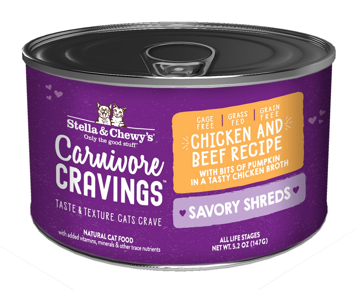 Stella & Chewy’s Carnivore Cravings Savory Shreds Chicken & Beef Cat Food in can 5.2oz