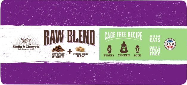 Stella and Chewy’s Raw Blend Cage Free Recipe for Cats – Turkey Chicken and Duck 5LB