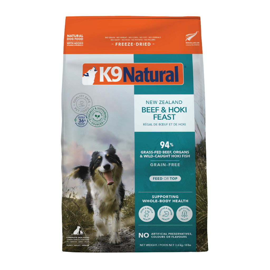 K9 Natural Freeze-Dried Beef & Hoki Feast for Dogs – 100g / 500g / 1.8kg / 3.6kg
