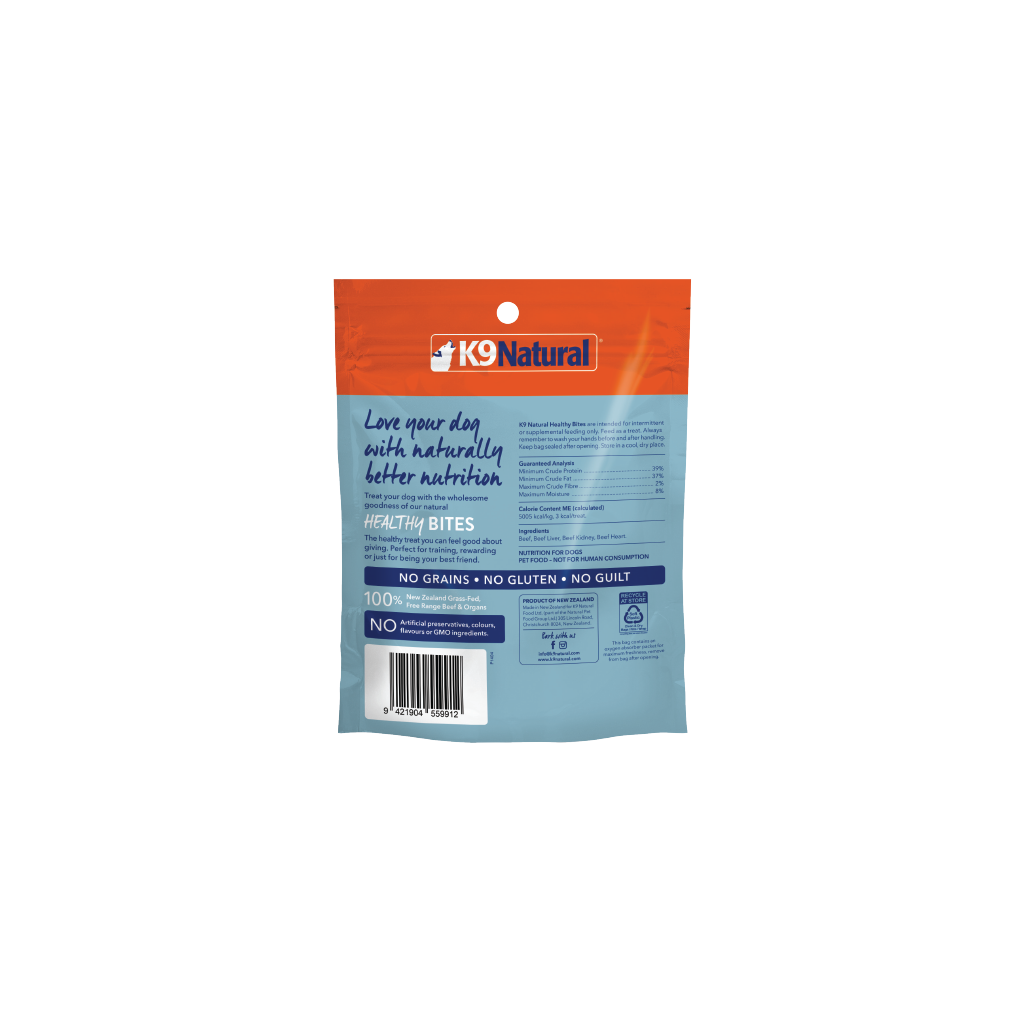K9 Natural Healthy Bites – Freeze-Dried Beef Treats for Dogs 50g