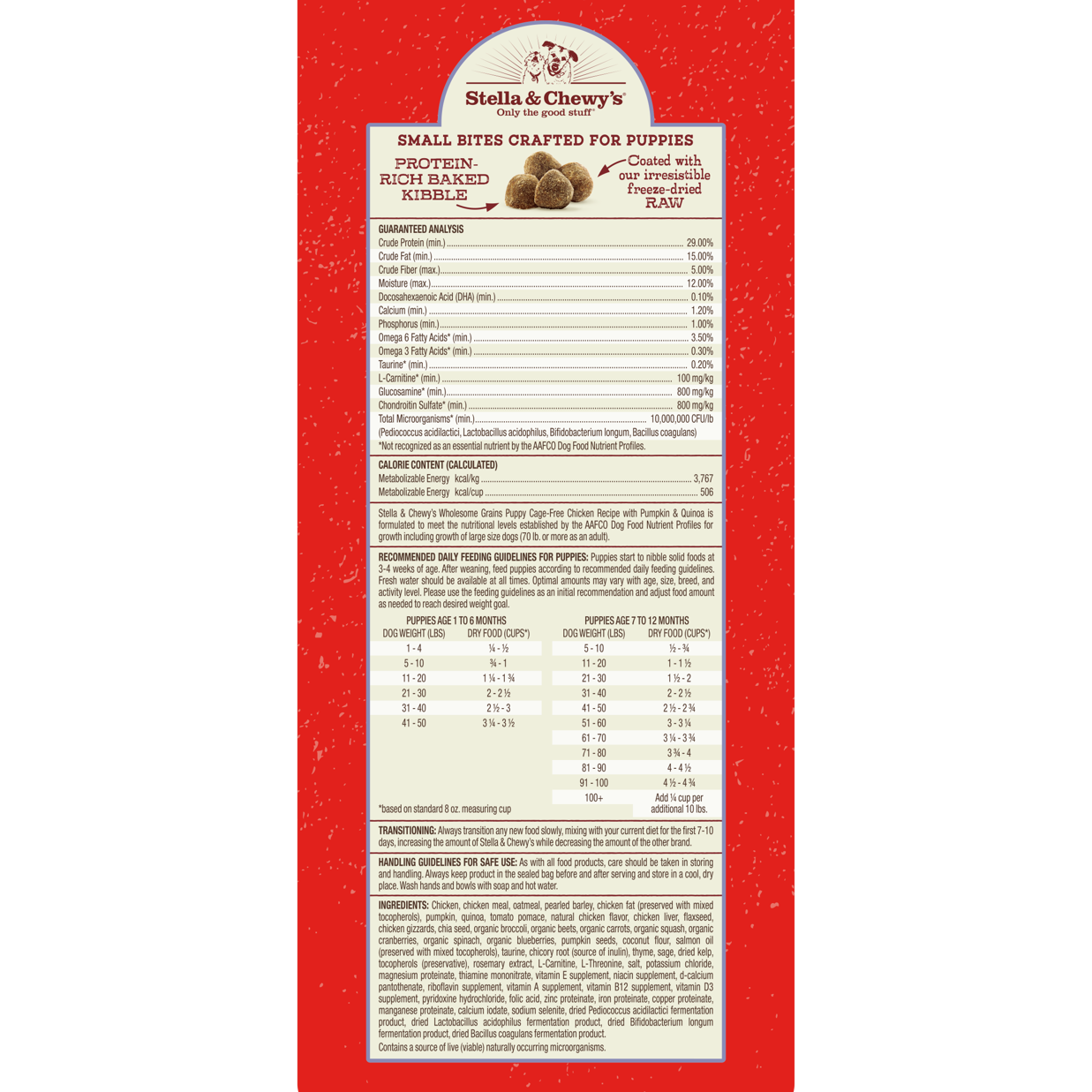 Stella & Chewy’s Raw Coated Kibble with Wholesome Grains Chicken, Pumpkin & Quinoa for Puppies 3.5LB