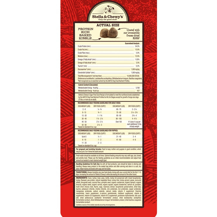 Stella & Chewy’s Cage Free Duck Raw Coated Kibble for Dogs 3.5LB