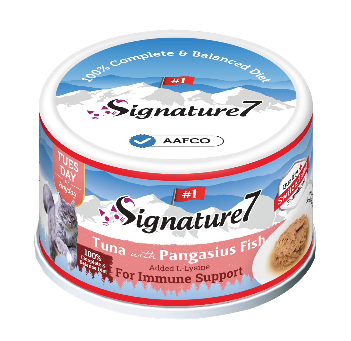 Signature7 Swiss Gravy Tuna with Pangasius Fish & L-Lysine Canned Cat Food (Tue) 70g