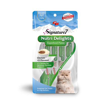 Signature7 Nutri Delights Chicken with Flaxseed Purée Cat Treat (Wed) 60g