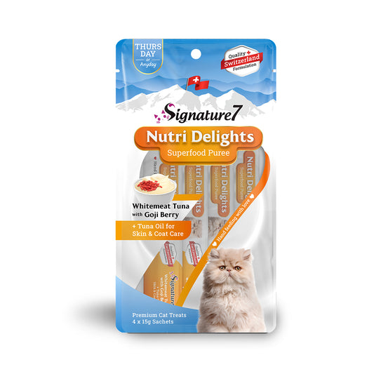 Signature7 Nutri Delights Whitemeat Tuna with Goji Berry Purée Cat Treat (Thur) 60g