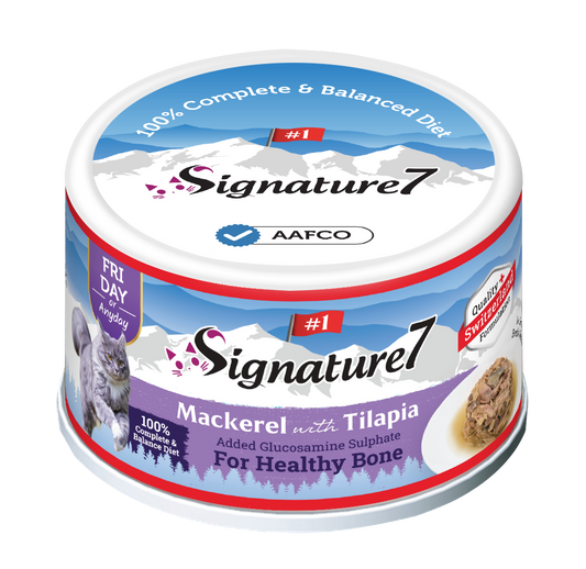 Signature7 Swiss Gravy Mackerel with Tilapia & Glucosamine Canned Cat Food (Fri) 70g