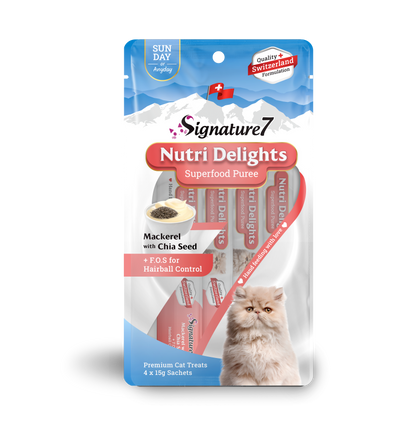 Signature7 Nutri Delights Mackerel with Chia Seed Purée Cat Treat (Sun) 60g