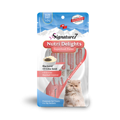 Signature7 Nutri Delights Mackerel with Chia Seed Purée Cat Treat (Sun) 60g