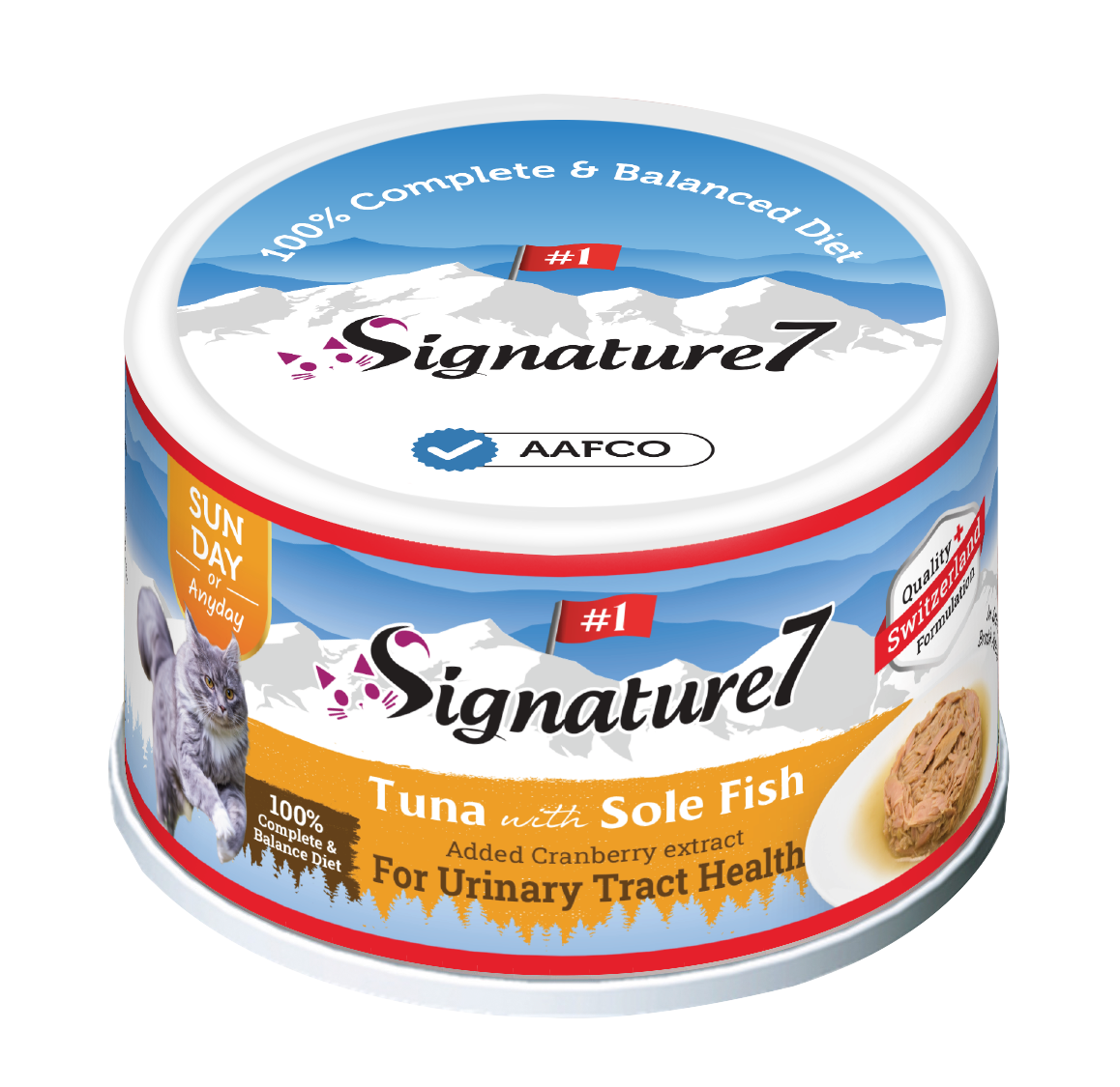 Signature7 Swiss Gravy Tuna with Sole Fish & Cranberry Canned Cat Food (Sun)70g