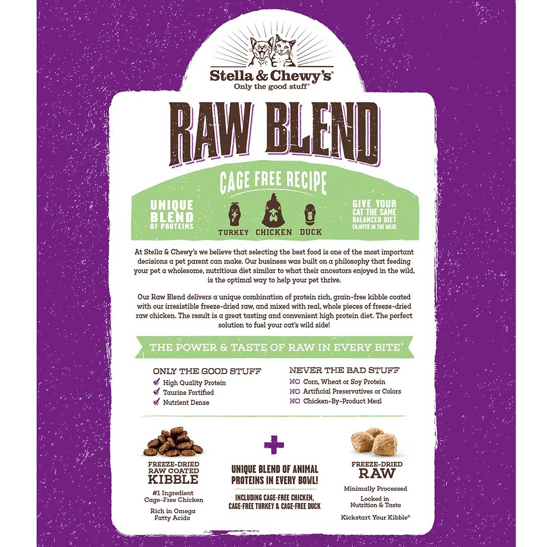 Stella and Chewy’s Raw Blend Cage Free Recipe for Cats – Turkey Chicken and Duck 10LB