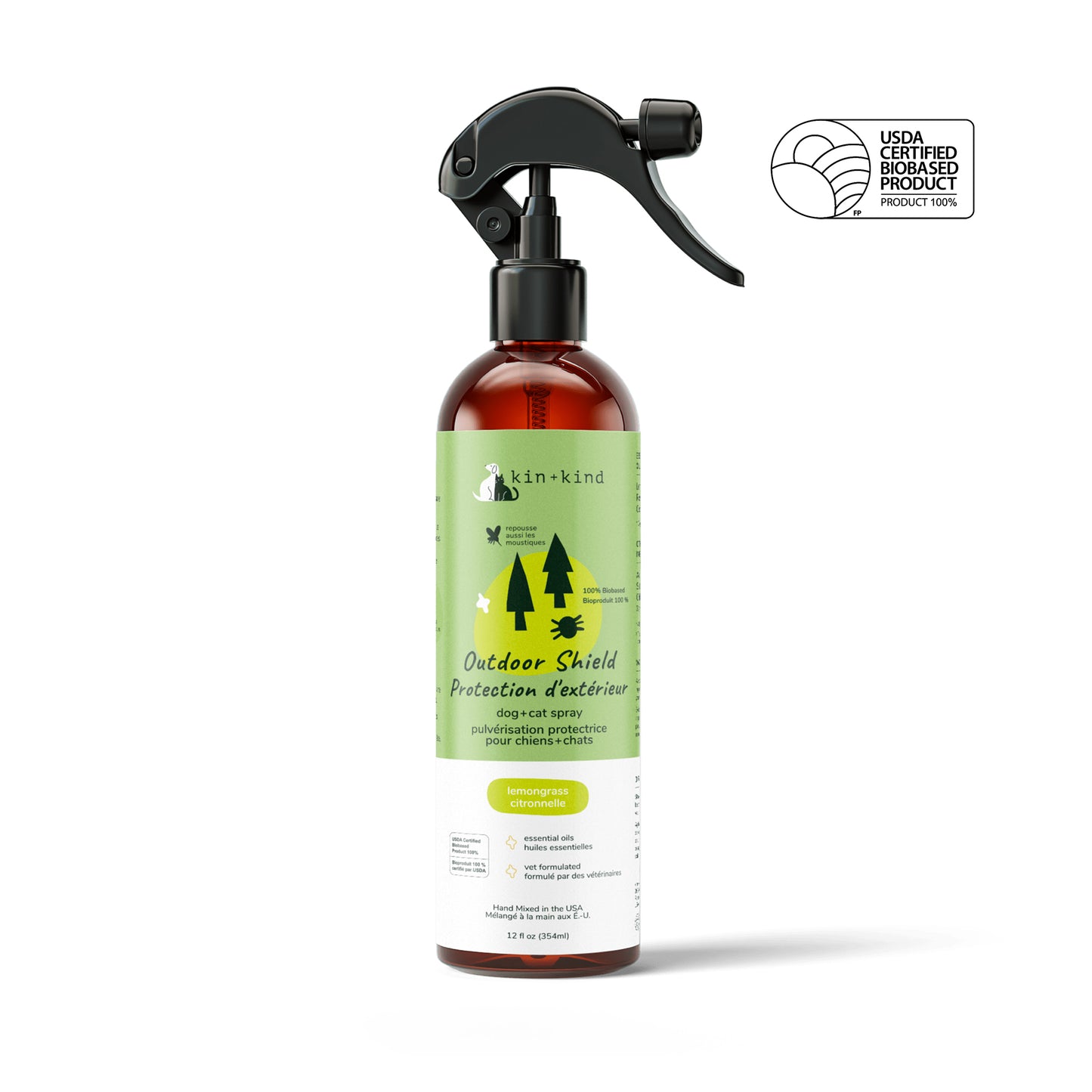 kin+kind Flea and Tick Protect Spray Lemongrass for Dogs and Cats