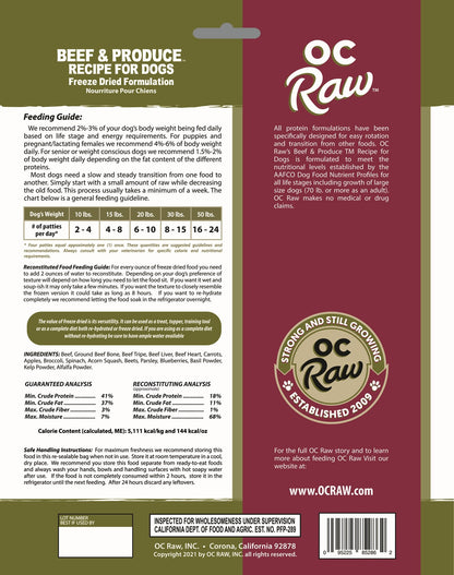OC Raw Grain Free Freeze Dried Raw Dog Food Sliders 14oz Chicken Turkey Beef Duck