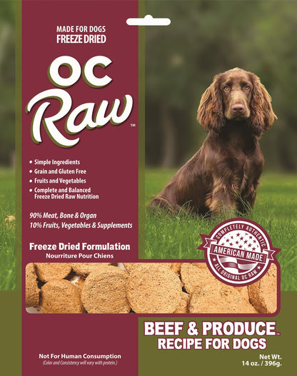 OC Raw Grain Free Freeze Dried Raw Dog Food Sliders 14oz Chicken Turkey Beef Duck