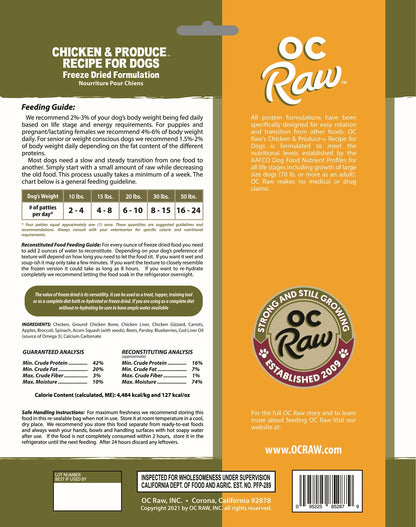 OC Raw Grain Free Freeze Dried Raw Dog Food Sliders 14oz Chicken Turkey Beef Duck