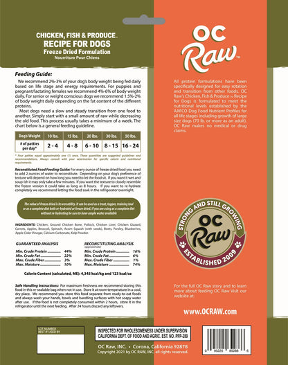 OC Raw Grain Free Freeze Dried Raw Dog Food Sliders 14oz Chicken Turkey Beef Duck