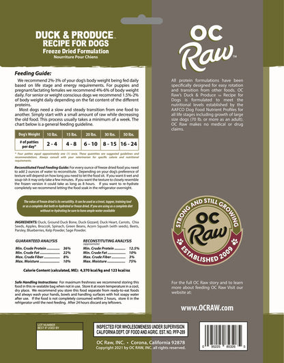 OC Raw Grain Free Freeze Dried Raw Dog Food Sliders 14oz Chicken Turkey Beef Duck