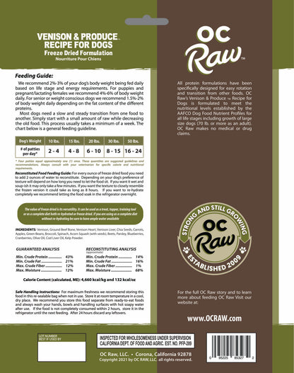 OC Raw Rabbit & Venison Grain Free Freeze Dried Raw Dog Food Sliders 5.5oz