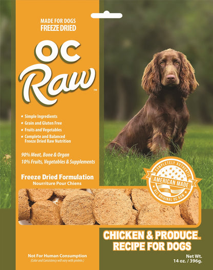OC Raw Grain Free Freeze Dried Raw Dog Food Sliders 14oz Chicken Turkey Beef Duck