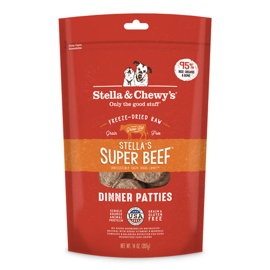 Stella & Chewy’s Stella’s Super Beef Dinner Patties Freeze Dried Raw Dog Food 14oz