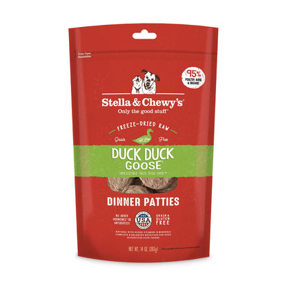 Stella and Chewy’s Duck Duck Goose Dinner Patties Freeze Dried Raw Dog Food 14oz