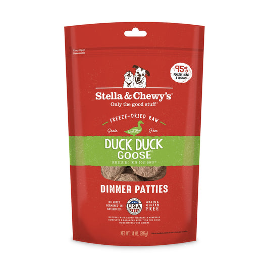 Stella and Chewy’s Duck Duck Goose Dinner Patties Freeze Dried Raw Dog Food 25oz
