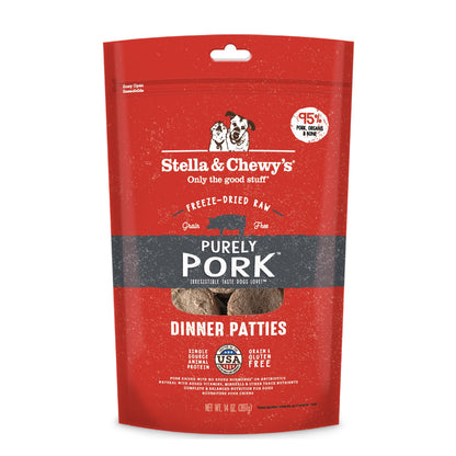 Stella and Chewy’s Purely Pork Dinner Patties Freeze Dried Raw Dog Food 14oz