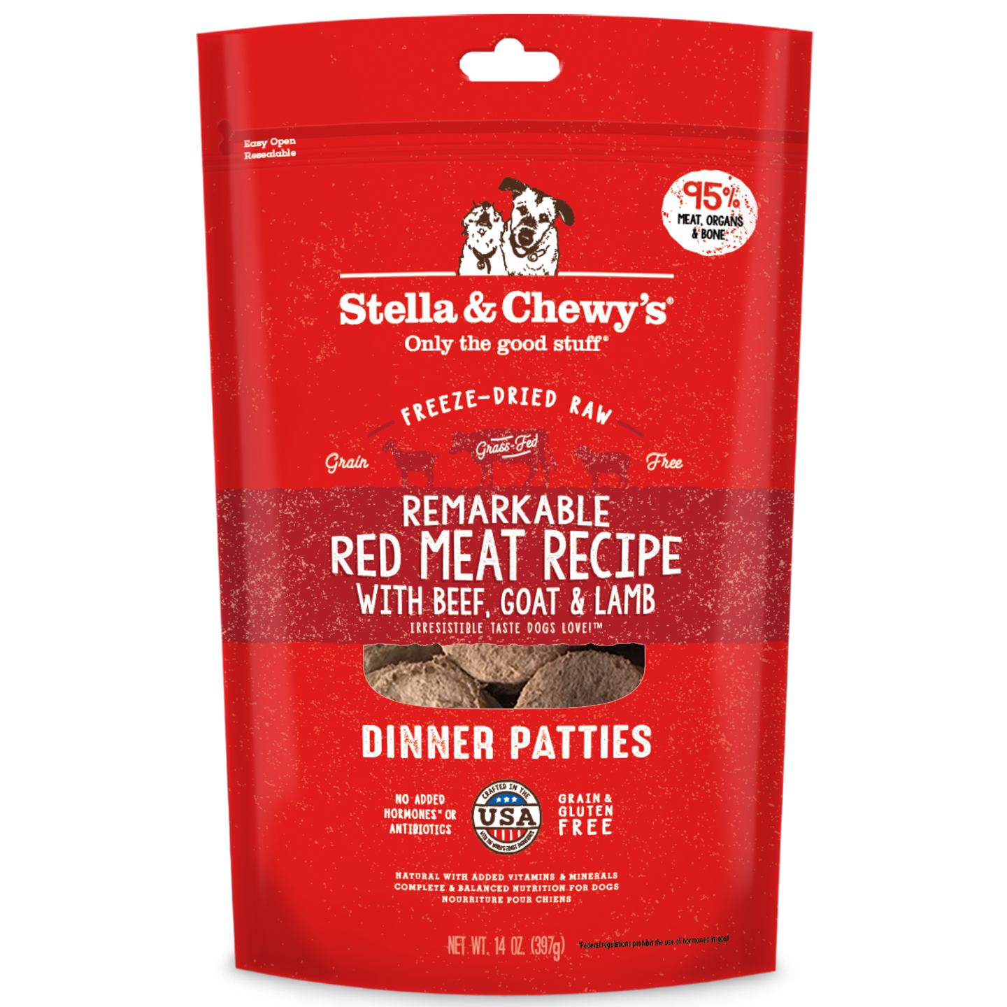 Stella and Chewy’s Remarkable Red Meat Dinner Patties Freeze Dried Raw Dog Food 14oz