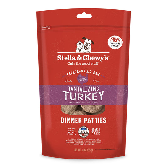 Stella and Chewy’s Tantalizing Turkey Dinner Patties Freeze Dried Raw Dog Food 14oz