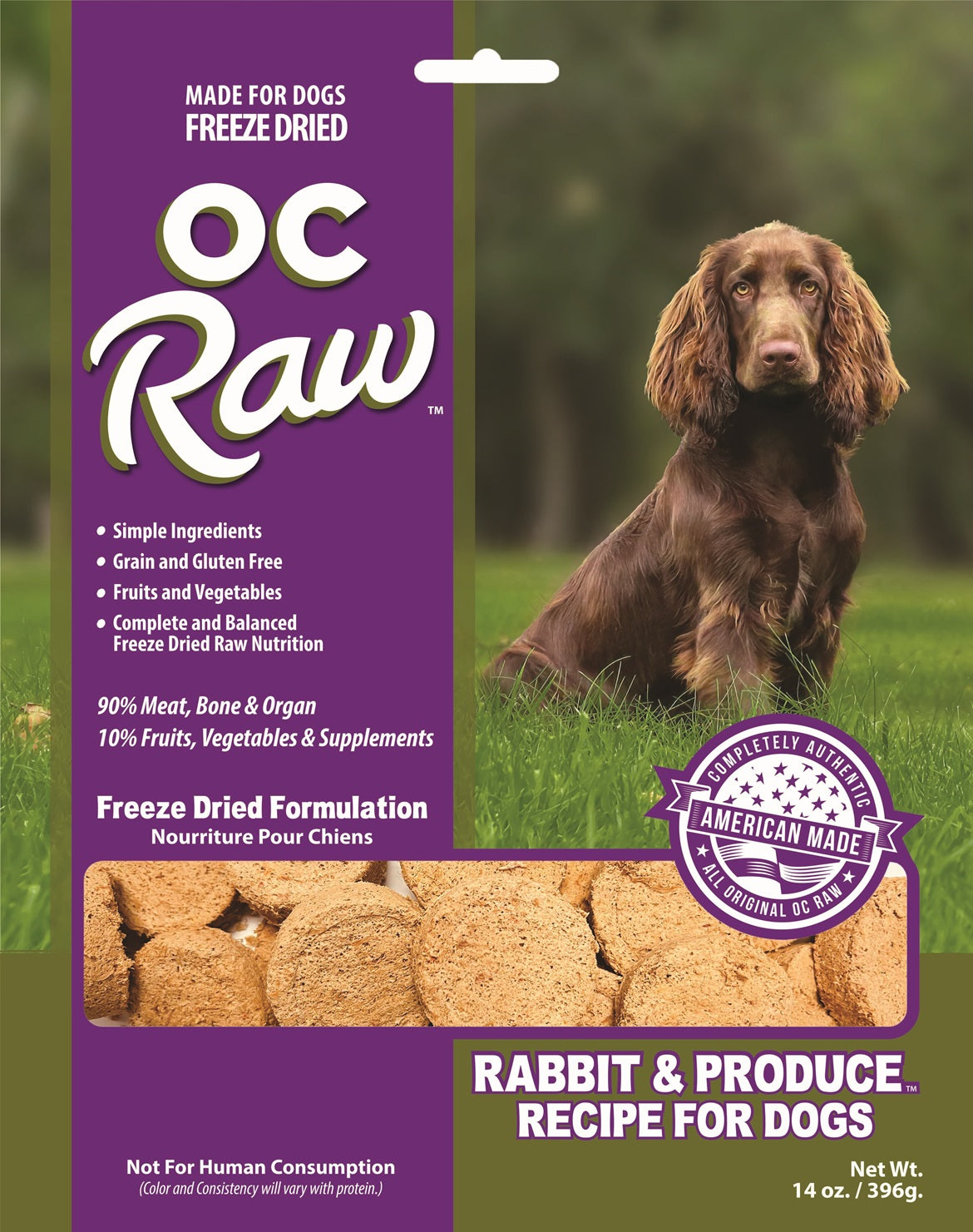 OC Raw Rabbit & Venison Grain Free Freeze Dried Raw Dog Food Sliders 14oz