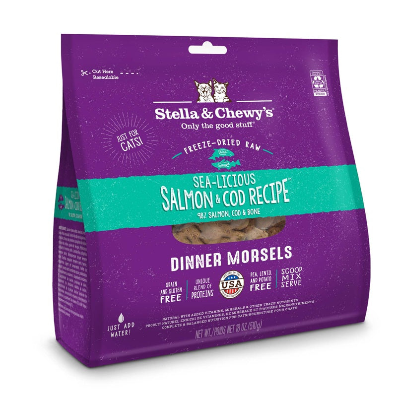 Stella & Chewy’s Yummy Lickin’ Salmon & Chicken Freeze Dried Raw Dinner Morsels for Cats 18oz