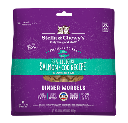 Stella & Chewy’s Yummy Lickin’ Salmon & Chicken Freeze Dried Raw Dinner Morsels for Cats 18oz