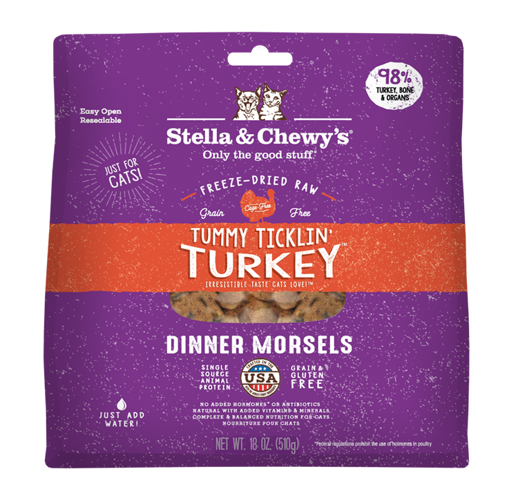 Stella & Chewy’s Tummy Ticklin’ Turkey Freeze Dried Raw Dinner Morsels for Cats 18oz