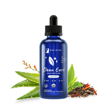 kin+kind Organic Clean Ears Ear Cleaner for Dogs Medium 4oz/12oz