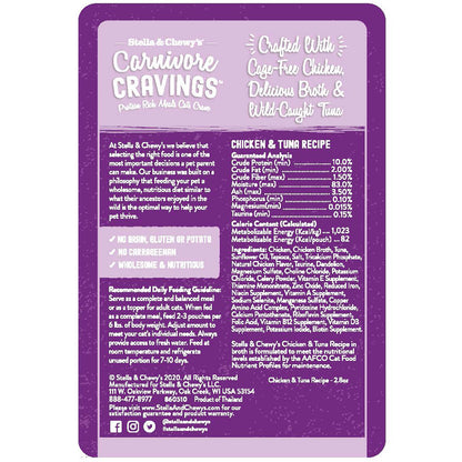 Stella & Chewy’s Carnivore Cravings Chicken & Tuna Cat Food in pouch 2.8oz