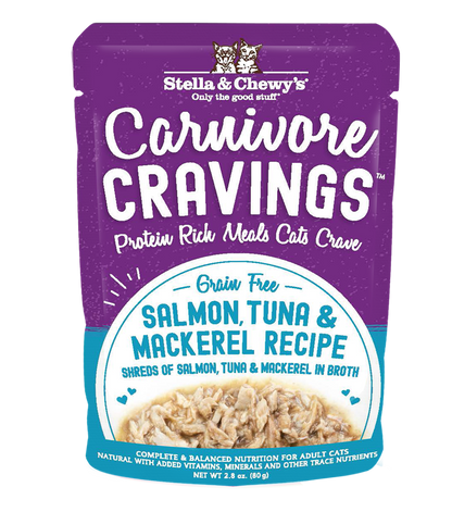 Stella & Chewy’s Carnivore Cravings Salmon, Tuna & Mackerel Cat Food in Pouch 2.8oz